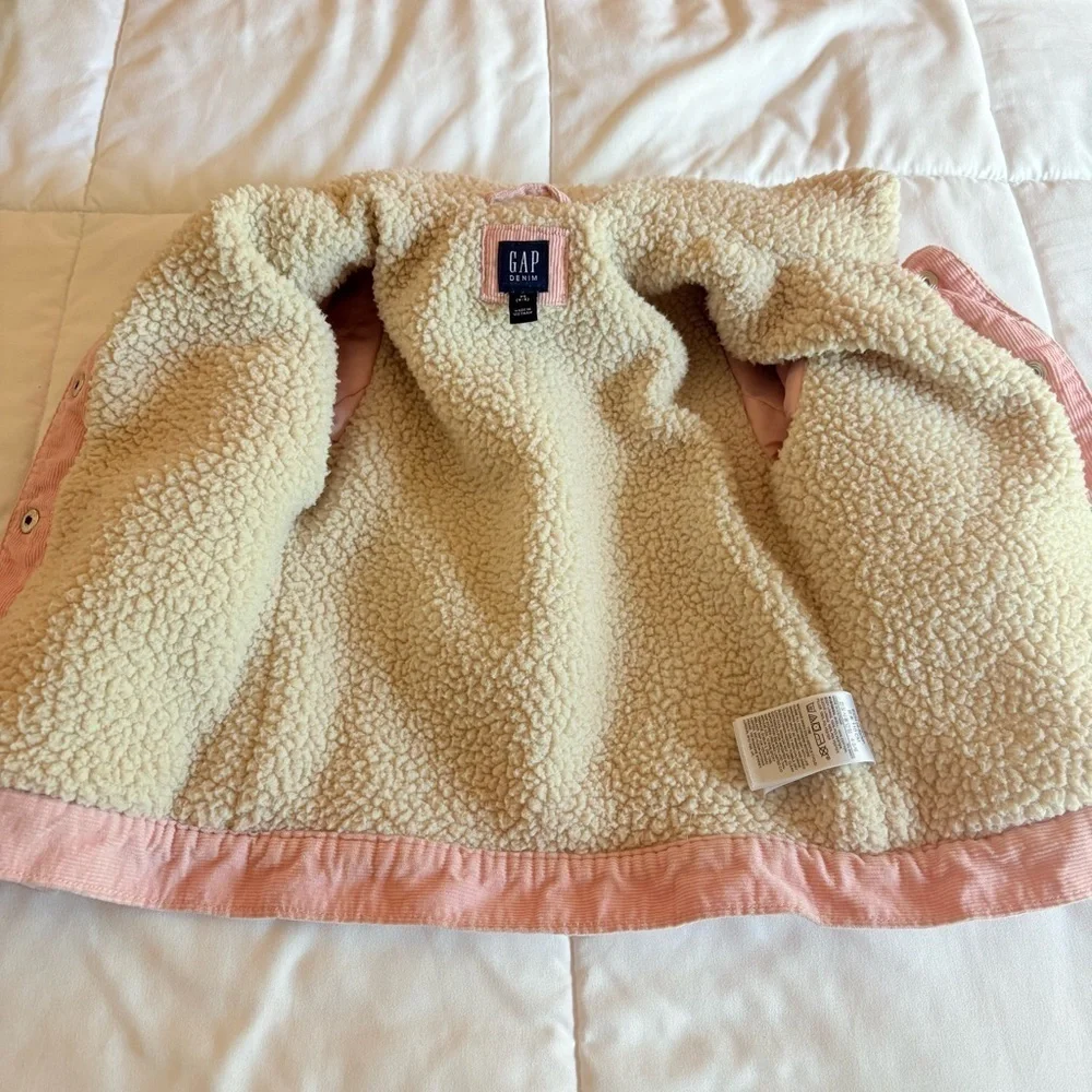 GAP Girls Pink Corduroy Sherpa Collar Jean Jacket